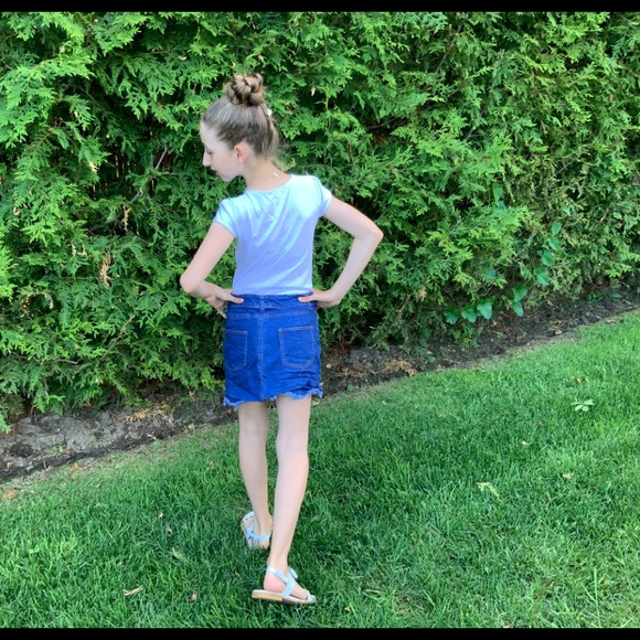 Cute jean skirt with reversible sequence shirt! - Picture 2 of 5